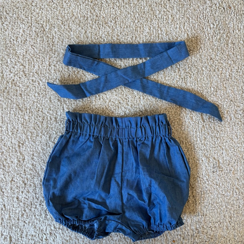 🎉 3 for $10 🎉 PatPat Chambray Blue Paper Bag Kids Shorts with Belt